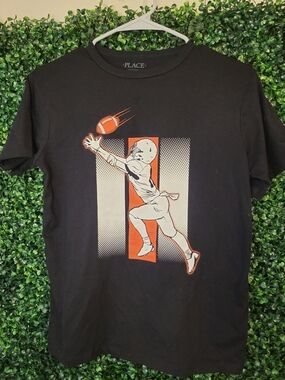 Boys Black Short-Sleeve Football Graphic Tee